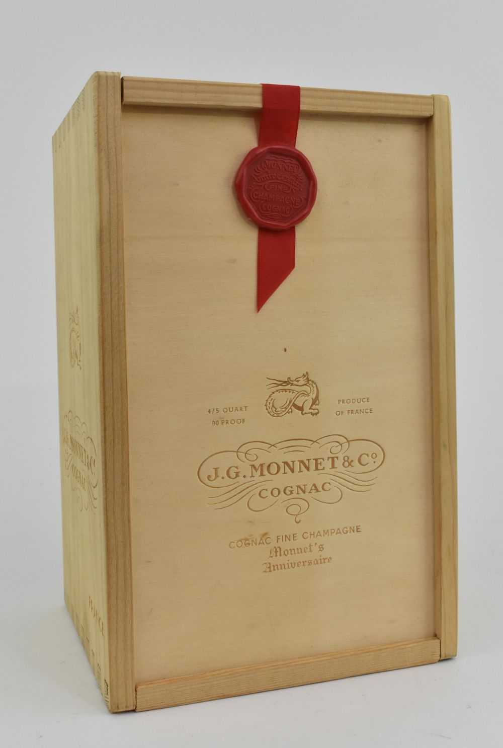 Appraisal: J G MONNET ANNIVERSAIRE COGNACFour Fifth Quart The bottle with