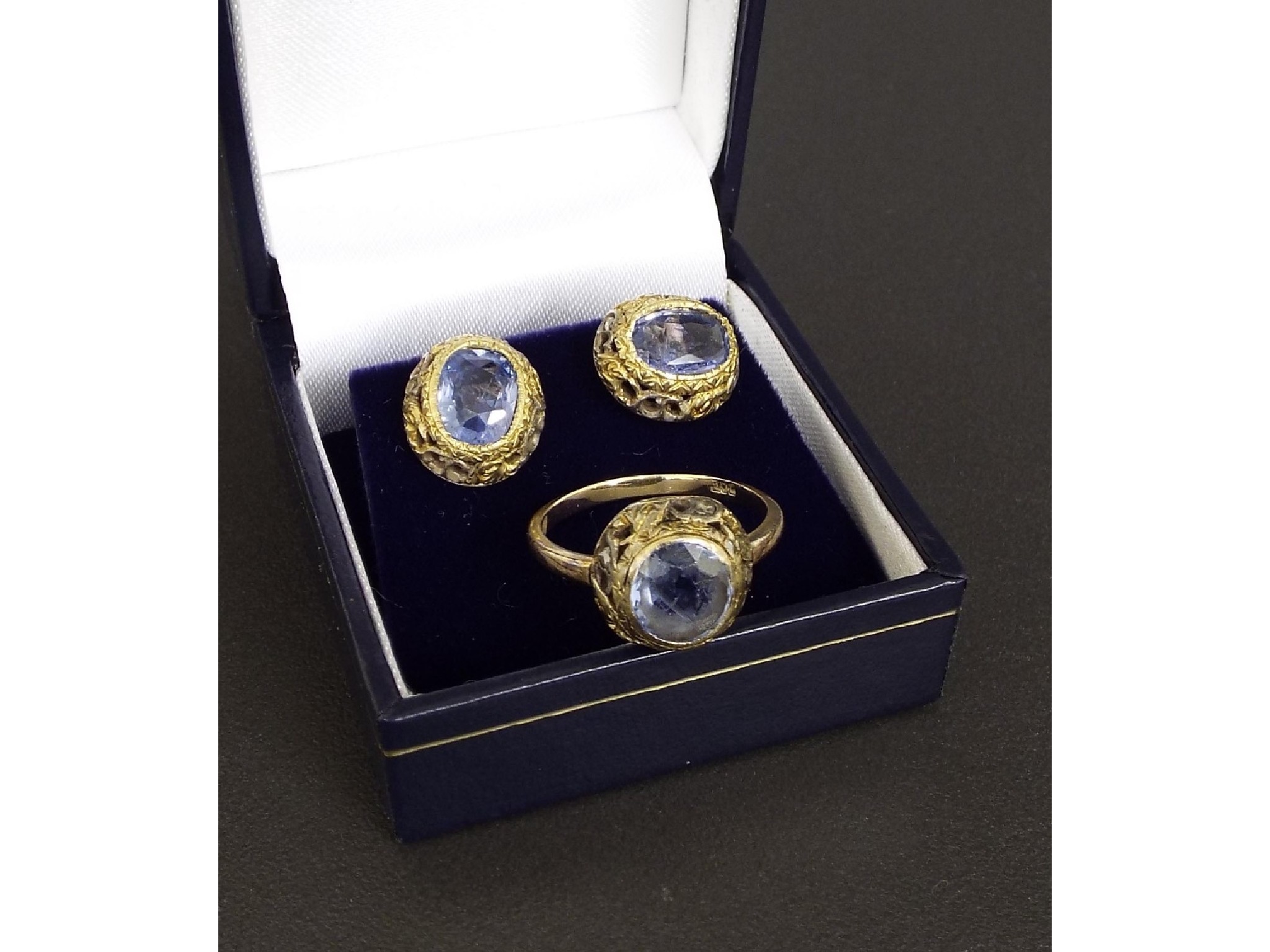 Appraisal: ct sapphire set ring together with a pair of similar