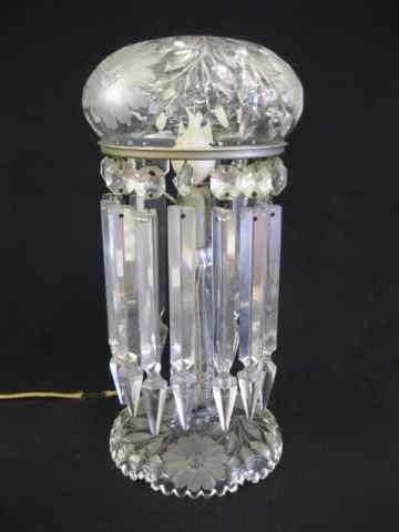 Appraisal: Cut Glass Table Lamp long tear drop prisms '' tall