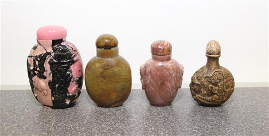 Appraisal: Sale Lot Four Hardstone Snuff Bottles the first of rounded