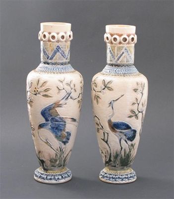 Appraisal: A pair of early Martin Brothers stoneware vases by Robert