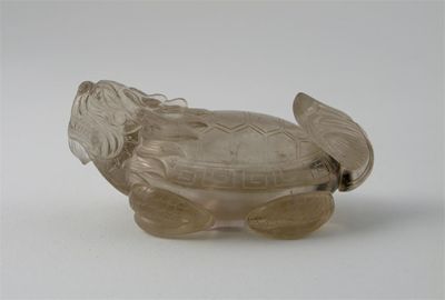 Appraisal: A rock crystal snuff bottle carved as a turtle-like beast