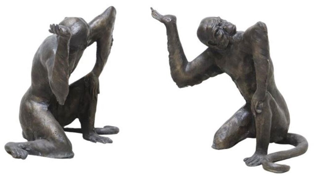 Appraisal: Figural bronze table bases attributed to Maitland-Smith late th c