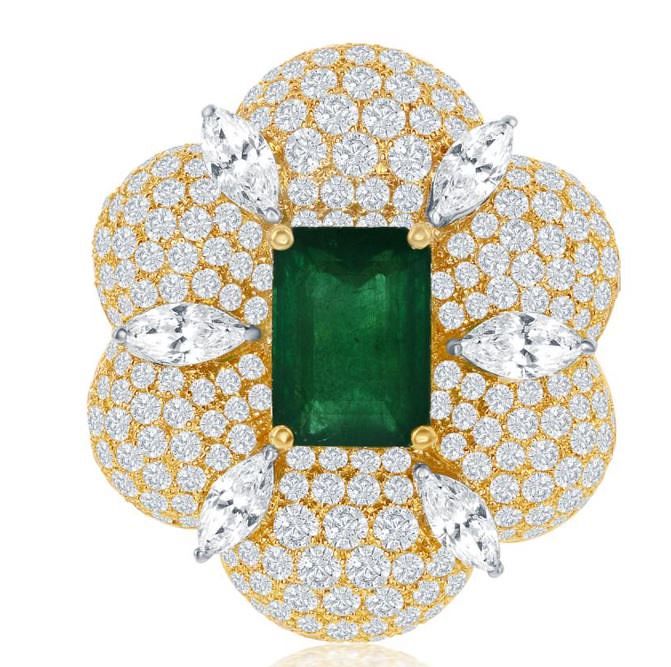 Appraisal: EMERALD AND DIAMOND RING EMERALD AND DIAMOND RING A perfect