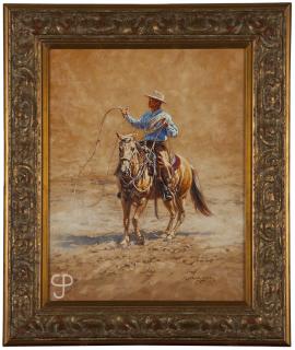 Appraisal: Joelle Smith ''Danny'' cowboy with rope on a palomino signed