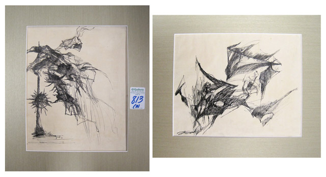 Appraisal: VAL M LAIGO TWO PEN AND INK DRAWINGS ON PAPER