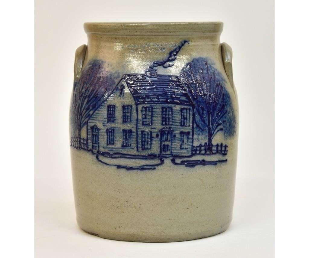 Appraisal: Beaumont Pottery York Maine stoneware crock decorated with an th