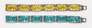 Appraisal: A Pair of Sterling Silver and Enamel Bracelets Agnar Skrede