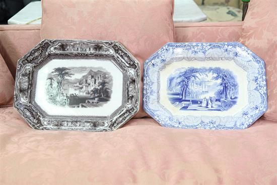 Appraisal: TWO STAFFORDSHIRE PLATTERS Blue and white in Vista pattern by