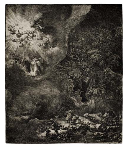 Appraisal: REMBRANDT VAN RIJN The Angels Appearing to the Shepherds Etching