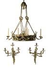 Appraisal: LIGHTING LOT - Three piece lot of French style th