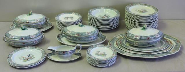 Appraisal: Partial Antique Wedgwood Rouen Chinois DinnerService Includes dinner plates rimmed