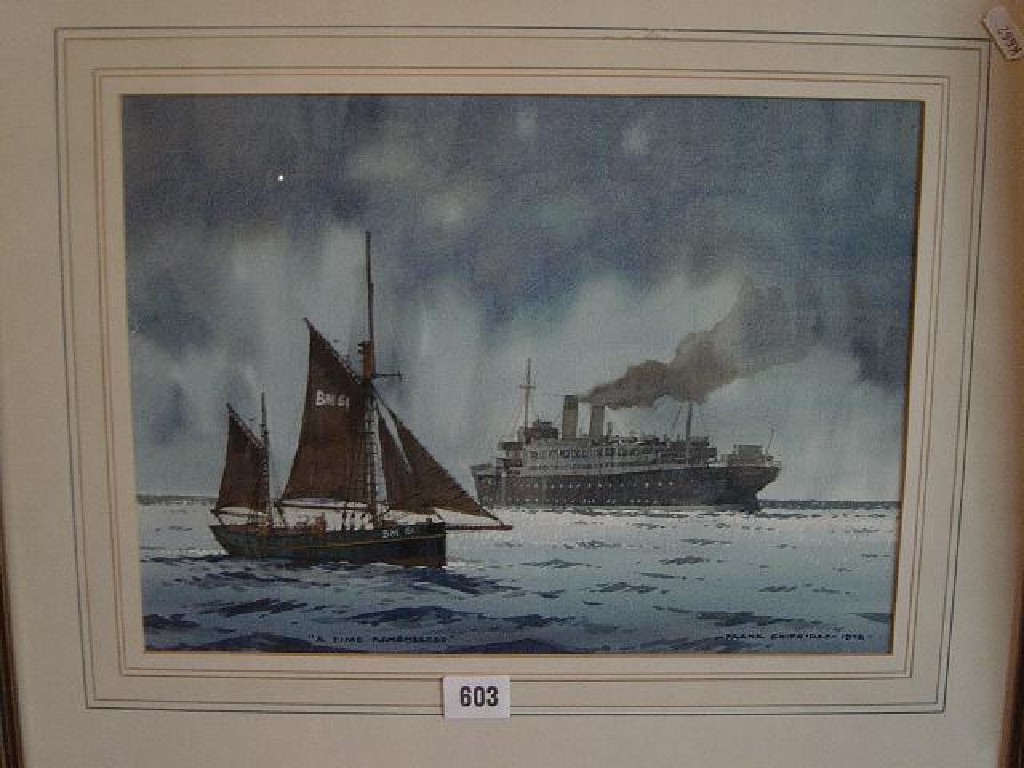 Appraisal: A watercolour of a marine scene with sailing boat passing