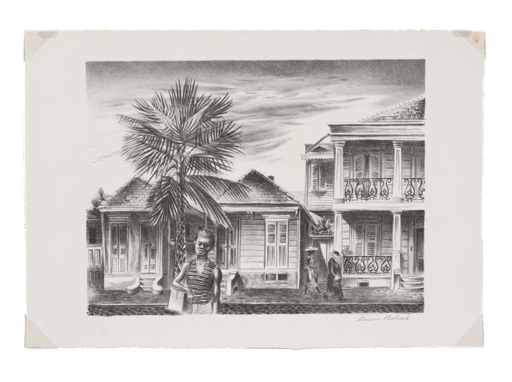 Appraisal: Aaron Bohrod American Wisconsin - Untitled Street Scene lithograph on