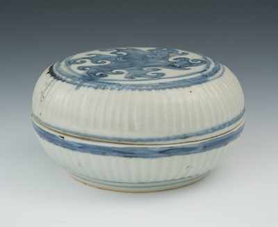 Appraisal: A Chinese Blue White Covered Box Most probably Ming Dynasty