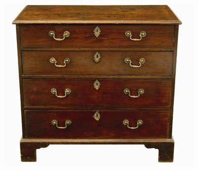 Appraisal: A mahogany chest of four long graduated drawers fitted cast