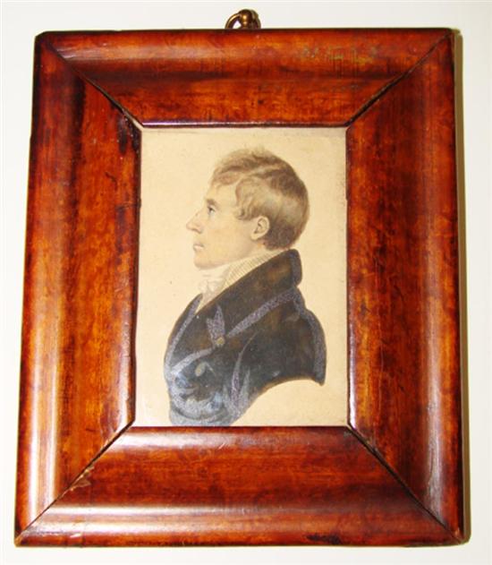 Appraisal: American portrait miniature th century ROBERT WINSHROP watercolor on paper