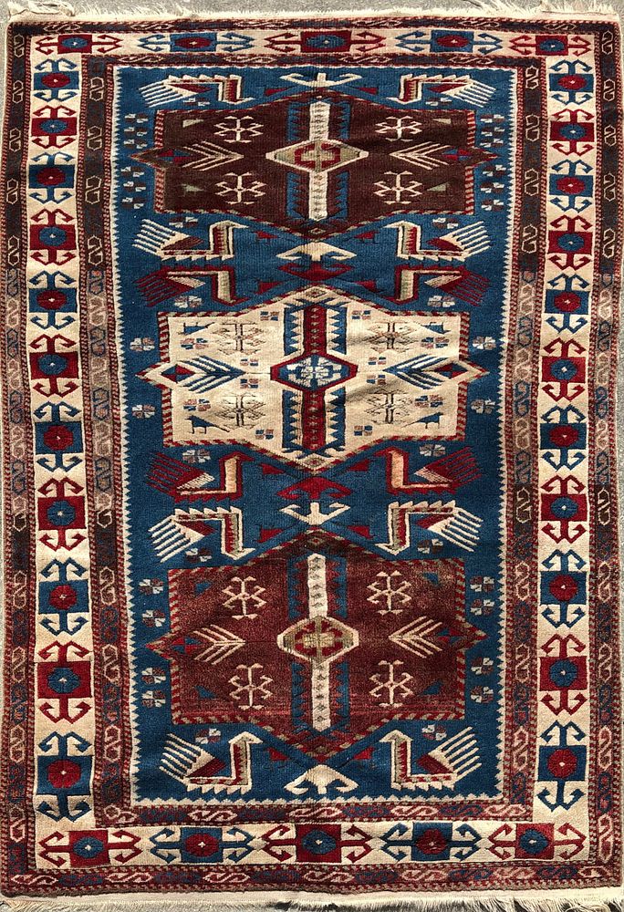 Appraisal: Vintage Turkish Kazak Carpet Vintage Turkish Kazak Carpet Ft in