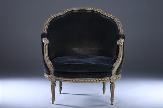 Appraisal: LOUIS XVI-STYLE CARVED AND CREAM PAINTED MARQUESSA Rope-carved frame encloses