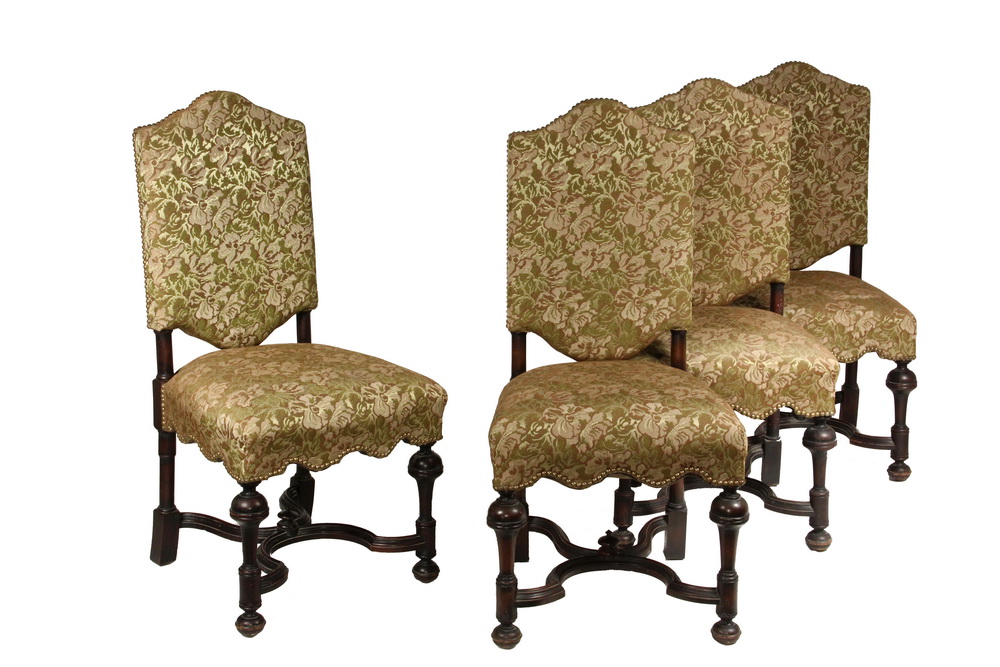 Appraisal: SET OF CUSTOM DINING CHAIRS - Mahogany Jacobean Style Upholstered