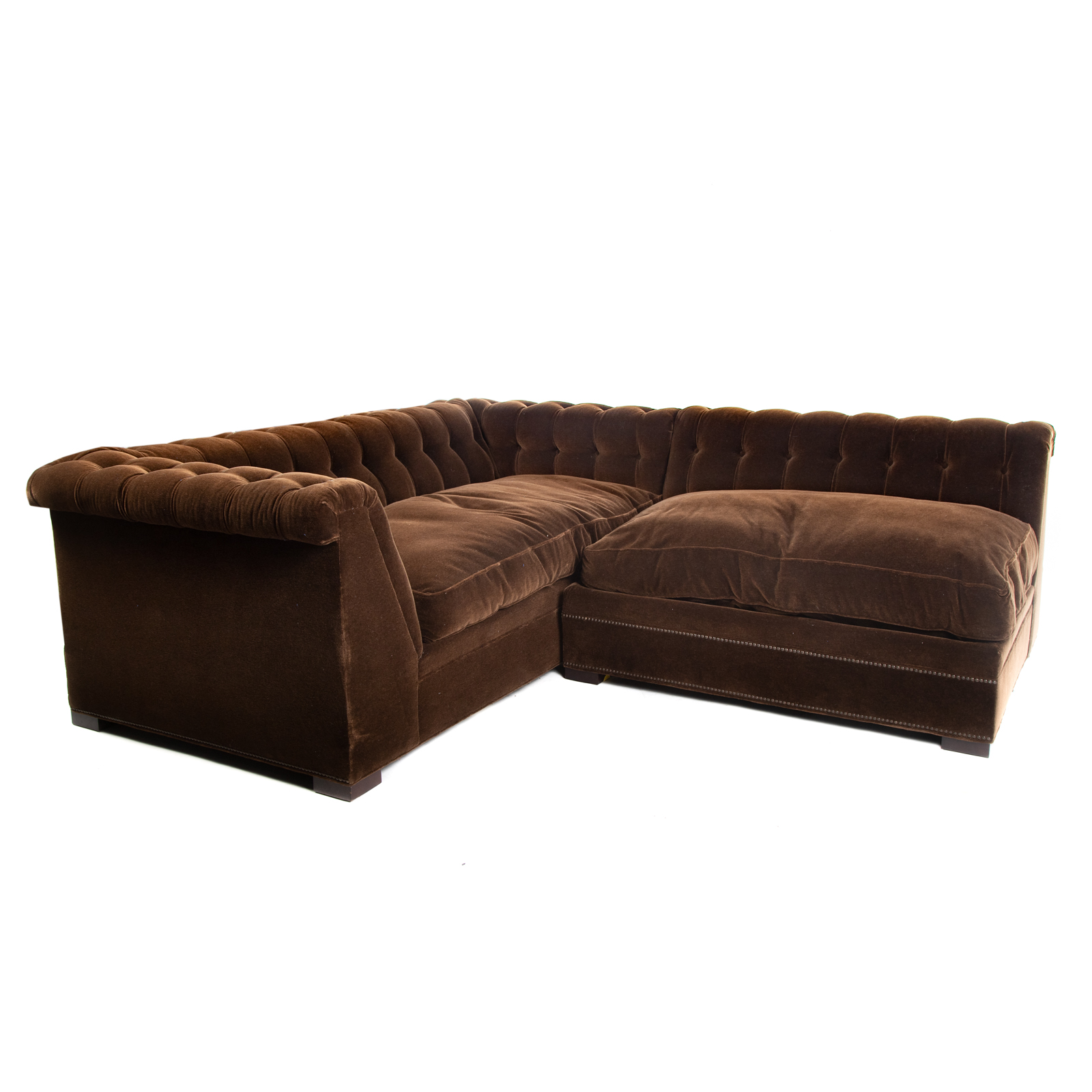 Appraisal: HICKORY CHAIR TUFTED MOHAIR SECTIONAL SOFA th century two-piece sectional