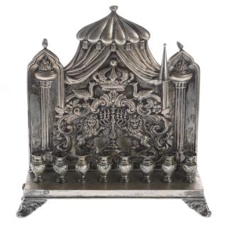 Appraisal: Antique Continental silver menorah Antique Continental silver menorah th th