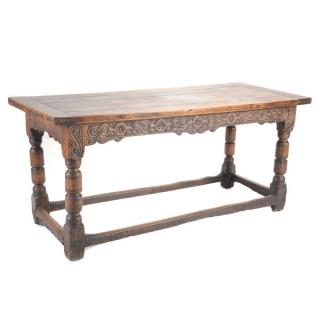 Appraisal: Italian Renaissance Style Carved Library Table The outset paneled top