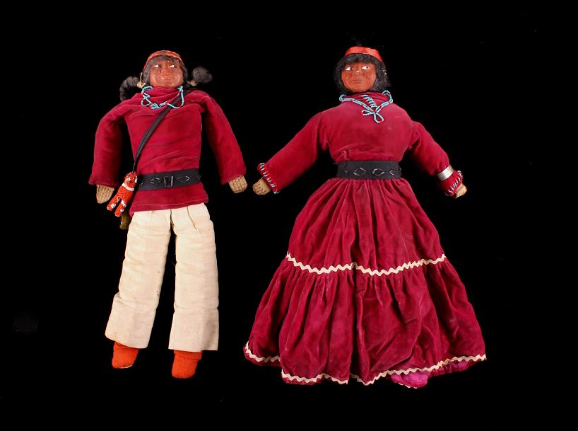 Appraisal: 's Navajo Beaded Male Female Skookum Dolls Featured in this