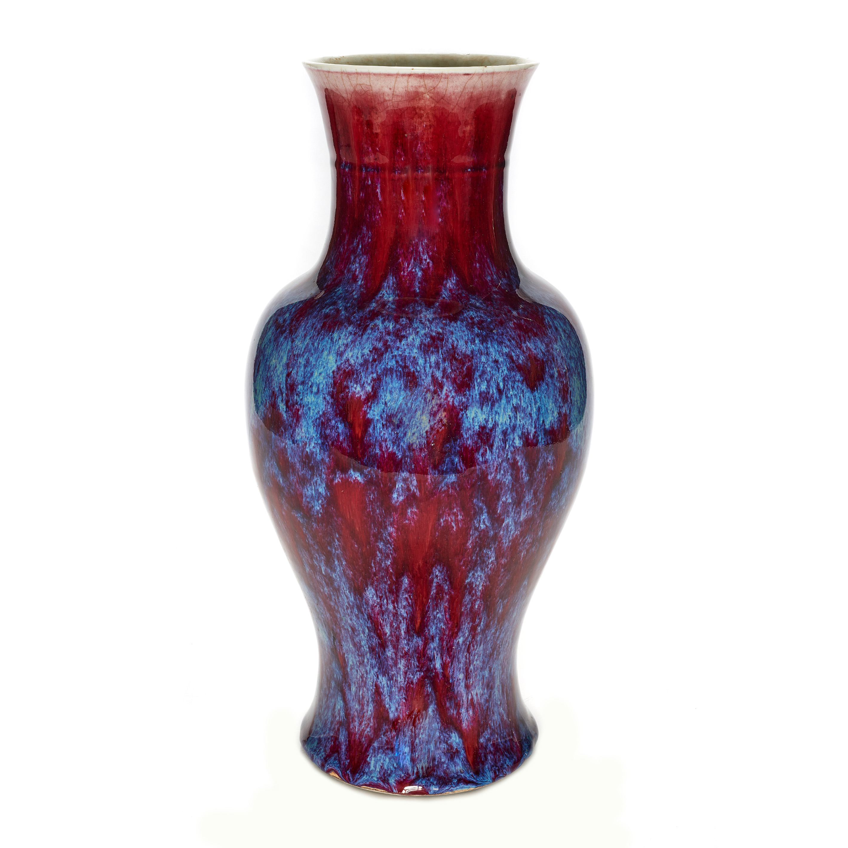 Appraisal: CHINESE FLAMBE GLAZED VASE Chinese flambe glazed vase covered in