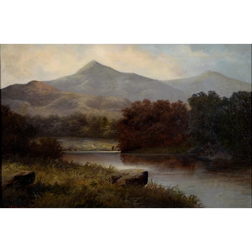 Appraisal: V Delewar late th c - Mountainous Landscape signed in