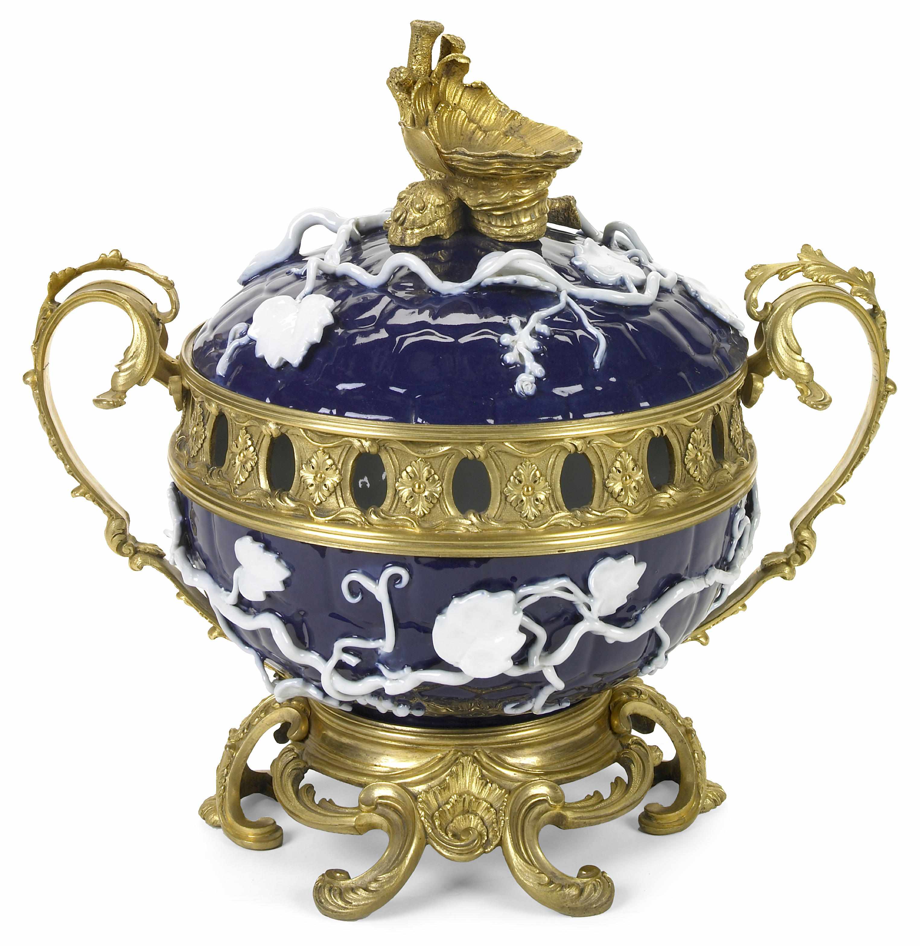 Appraisal: Property of various owners A gilt bronze mounted porcelain covered