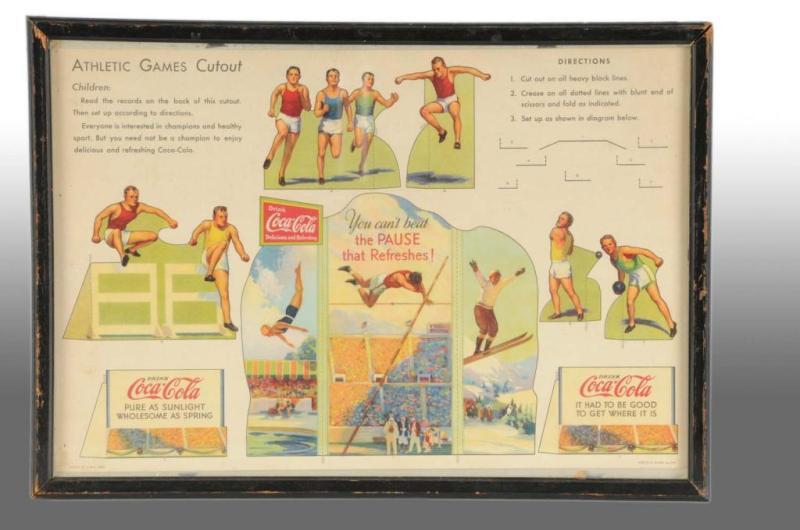 Appraisal: Cardboard Coca-Cola Athletic Games Cut-Out Piece Description Never used with