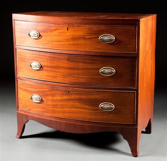 Appraisal: George III inlaid mahogany bow-front chest of drawers late th