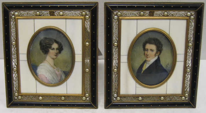 Appraisal: DAFFINGER MORITZ MICHAEL AUSTRIAN - Pair of miniature portraits of