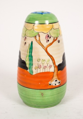 Appraisal: Clarice Cliff Bizarre Tree and House shaker circa stylized landscape