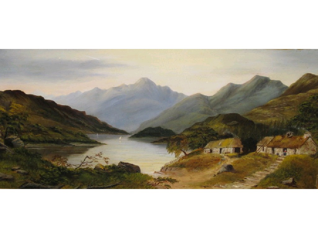 Appraisal: Late th early th century oil on board Highland landscape