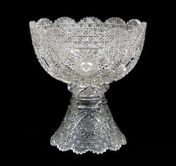 Appraisal: A Brilliant Cut Glass Two-Piece Punch Bowl A brilliant cut