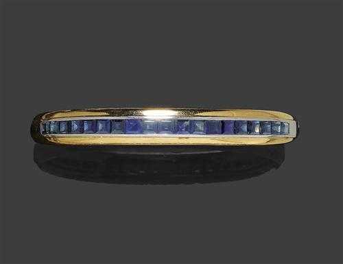 Appraisal: SAPPHIRE AND GOLD BANGLE HEMMERLE Yellow gold and platinum Casual-elegant