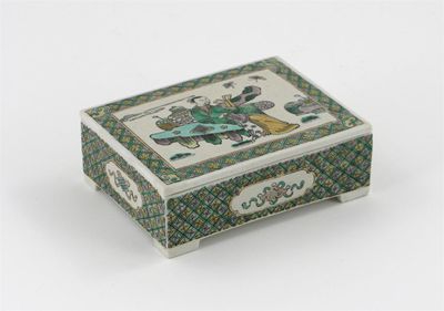 Appraisal: A Chinese famille verte enamel on biscuit rectangular box and