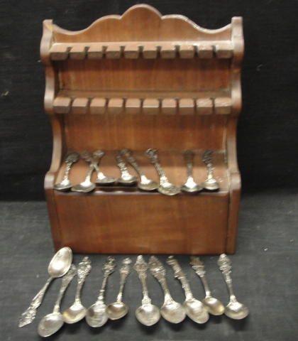 Appraisal: Souvenir Spoons Wood Holder From a Queens NY estate