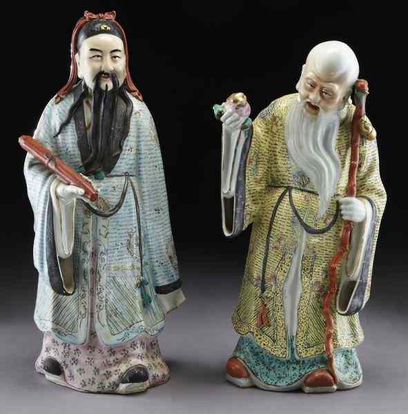 Appraisal: Chinese famille rose porcelain figures depicting the God of Longevity