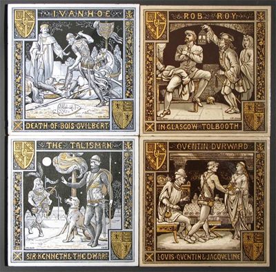 Appraisal: Ten large Minton Waverley tiles designed by John Moyr Smith