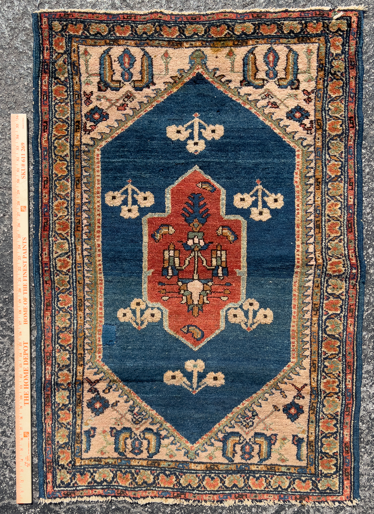 Appraisal: SEMI-ANTIQUE PERSIAN HAND KNOTTED WOOL VILLAGE RUG ' '' X