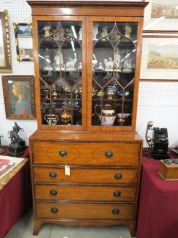 Appraisal: Baker Secretary Bookcase glass doors over pull-out desk with compartments