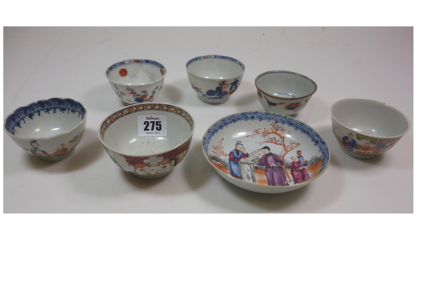 Appraisal: A Chinese 'famille rose' teabowl and similar saucer Qianlong painted