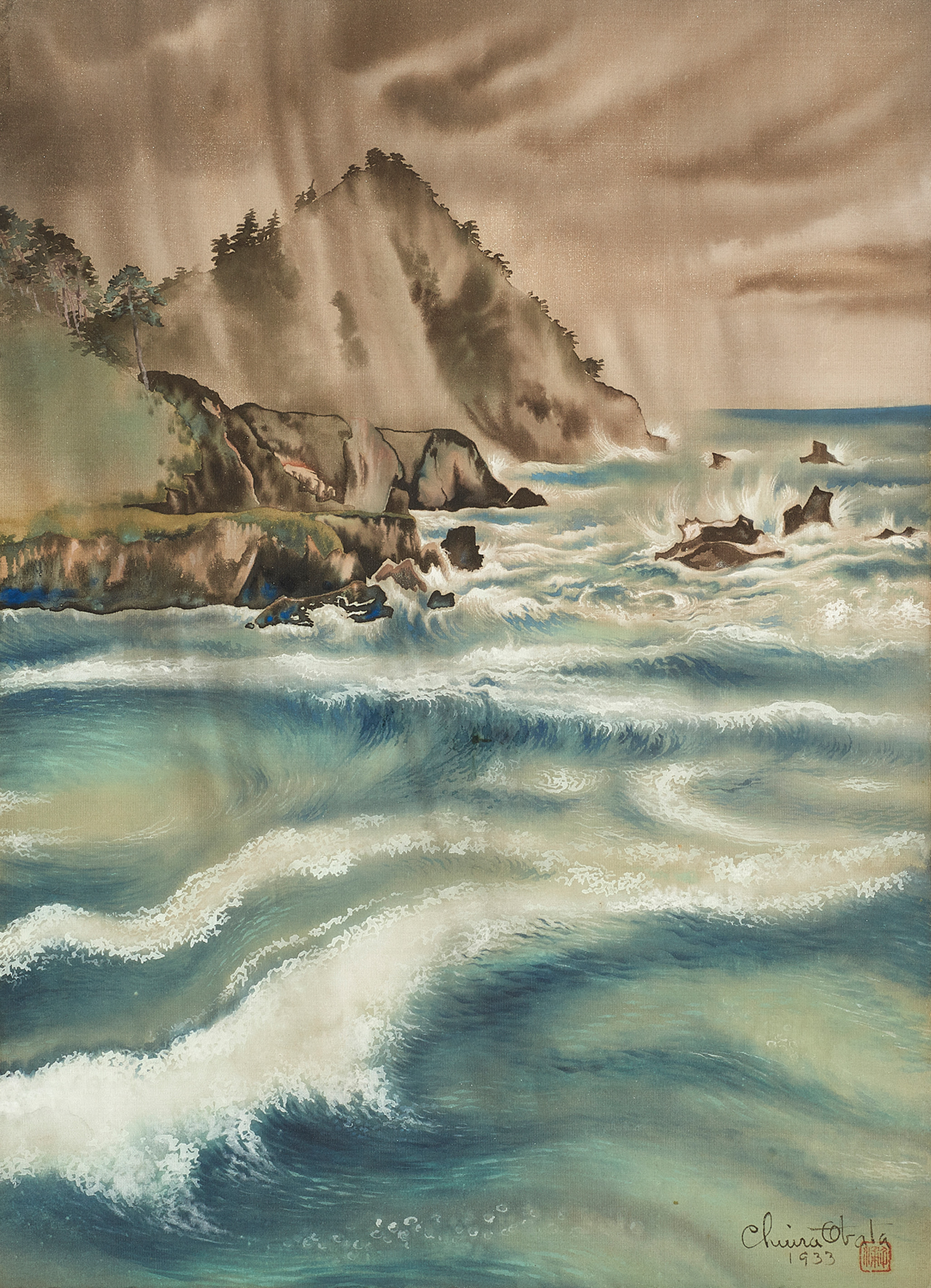 Appraisal: SILK PAINTING CHIURA OBATA Chiura Obata American Japanese - Shower