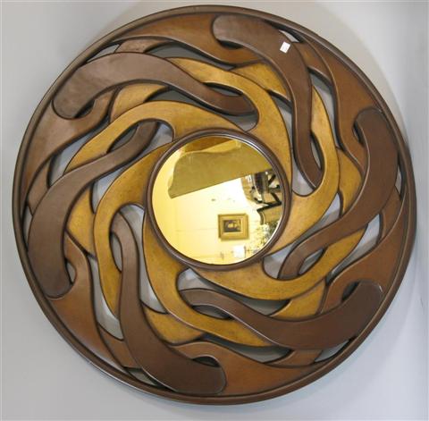 Appraisal: TWO MIRRORS MODERN WOODEN CIRCULAR MIRROR th century the circular