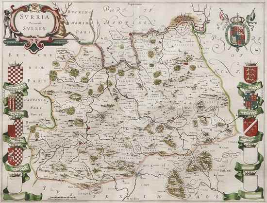 Appraisal: Blaeu Willem Johan Surria vernacule Surrey county map including London