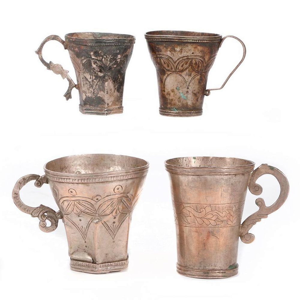 Appraisal: th th century silver cups Four silver and silver plated