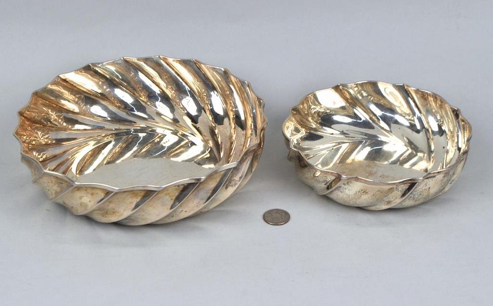 Appraisal: Two Matched Graduated Silver Swirl Form Bowls Largest high diameter